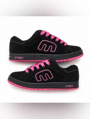 Etnies Womens Black Sneakers with Pink Trim